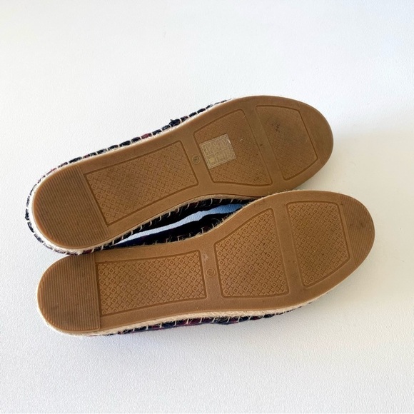 Tory Burch Shoe Espadrille Flat Plaid Check Wool Leather Holiday Blue Red 7.5 - Picture 10 of 13